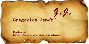 Gregorics Jenő névjegykártya